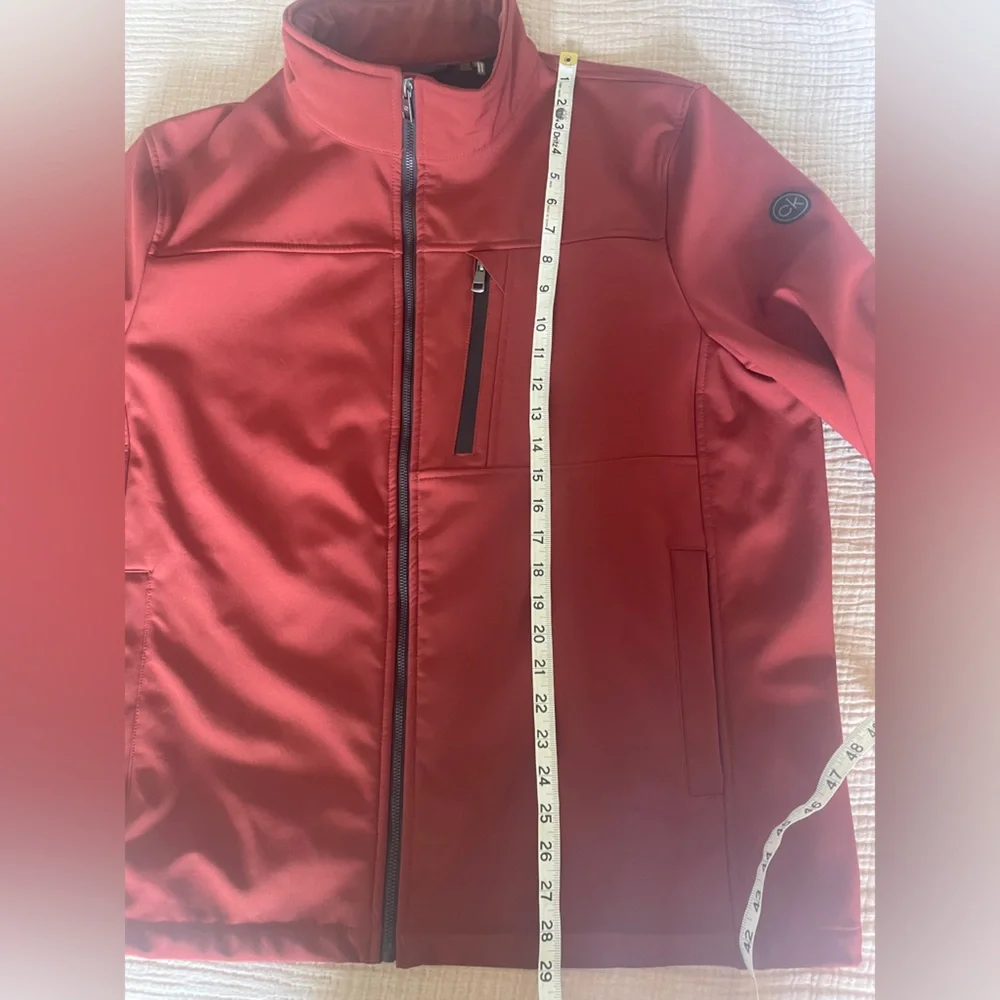 Calvin Klein Fleece Lined Softshell Jacket XL Burgundy Stretch Athleisure Zip Up